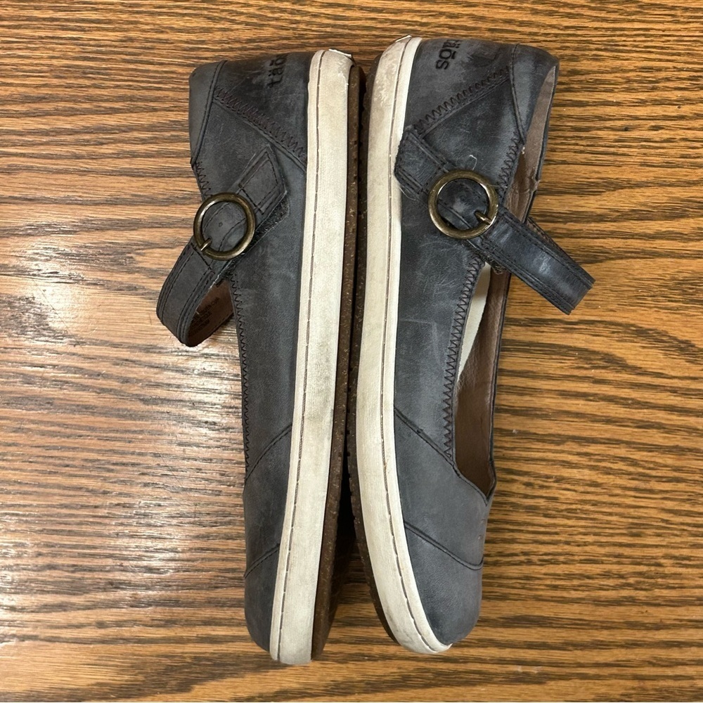 Taos Women's Charcoal Leather Mary Jane’s Adjustable Velcro Strap Buckle Sz 8.5 - Picture 7 of 9